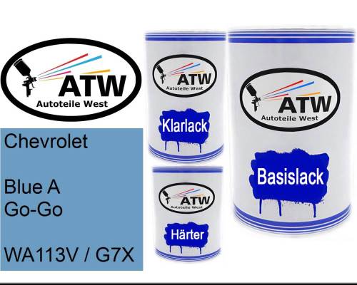 Chevrolet, Blue A Go-Go, WA113V / G7X: 500ml Lackdose + 500ml Klarlack + 250ml Härter - Set, von ATW Autoteile West.